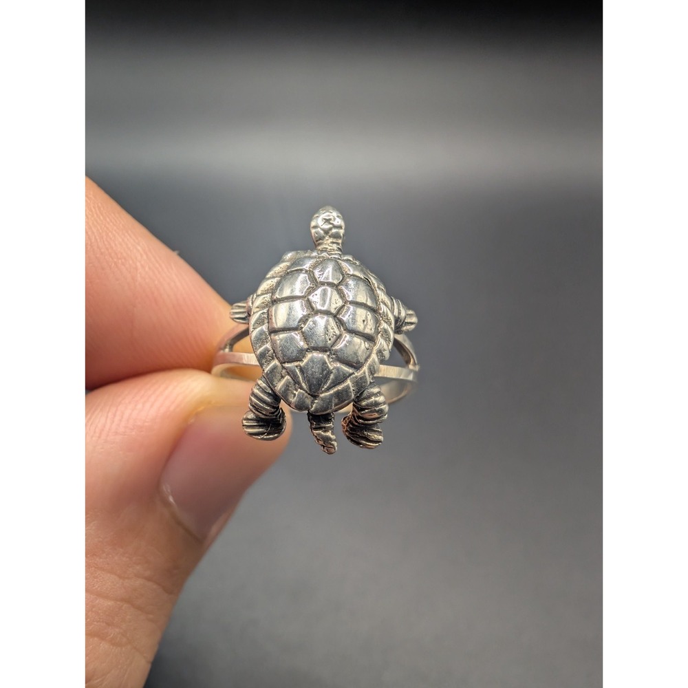 Sterling Silver Articulating Turtle Ring Size 7.5 Animal 925